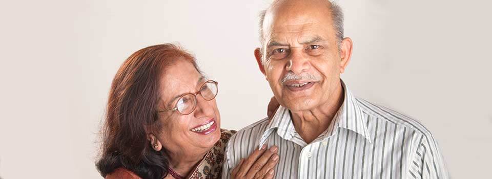 older man and woman, smiling